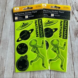 NEW WITH TAGS NATHAN REFLECTIVE STICKER PACK TWO PACKS SPACE UFO